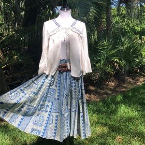 Handmade Blue and White MidCalf Boho Skirt